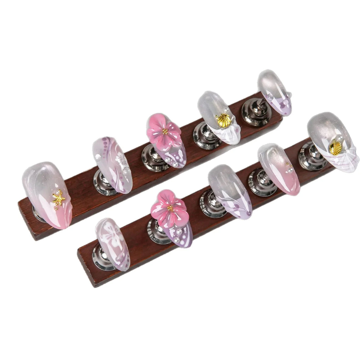 Press-On Nails Floral Pattern Peel & Stick Long-Lasting