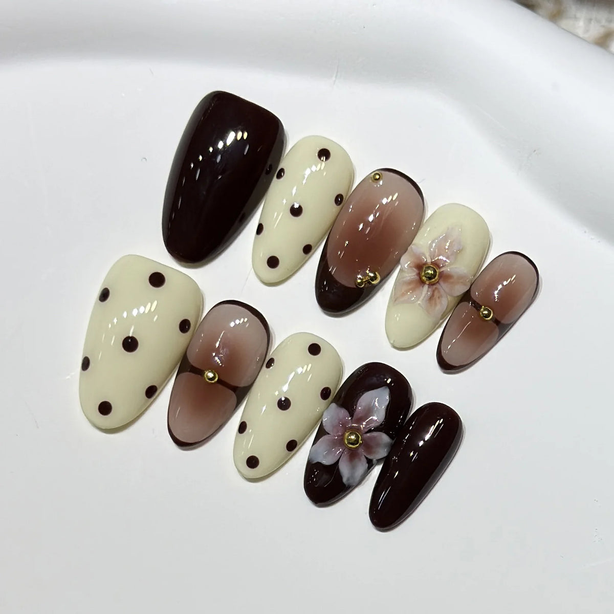 Press-On Nails Floral Pattern Strong Adhesive
