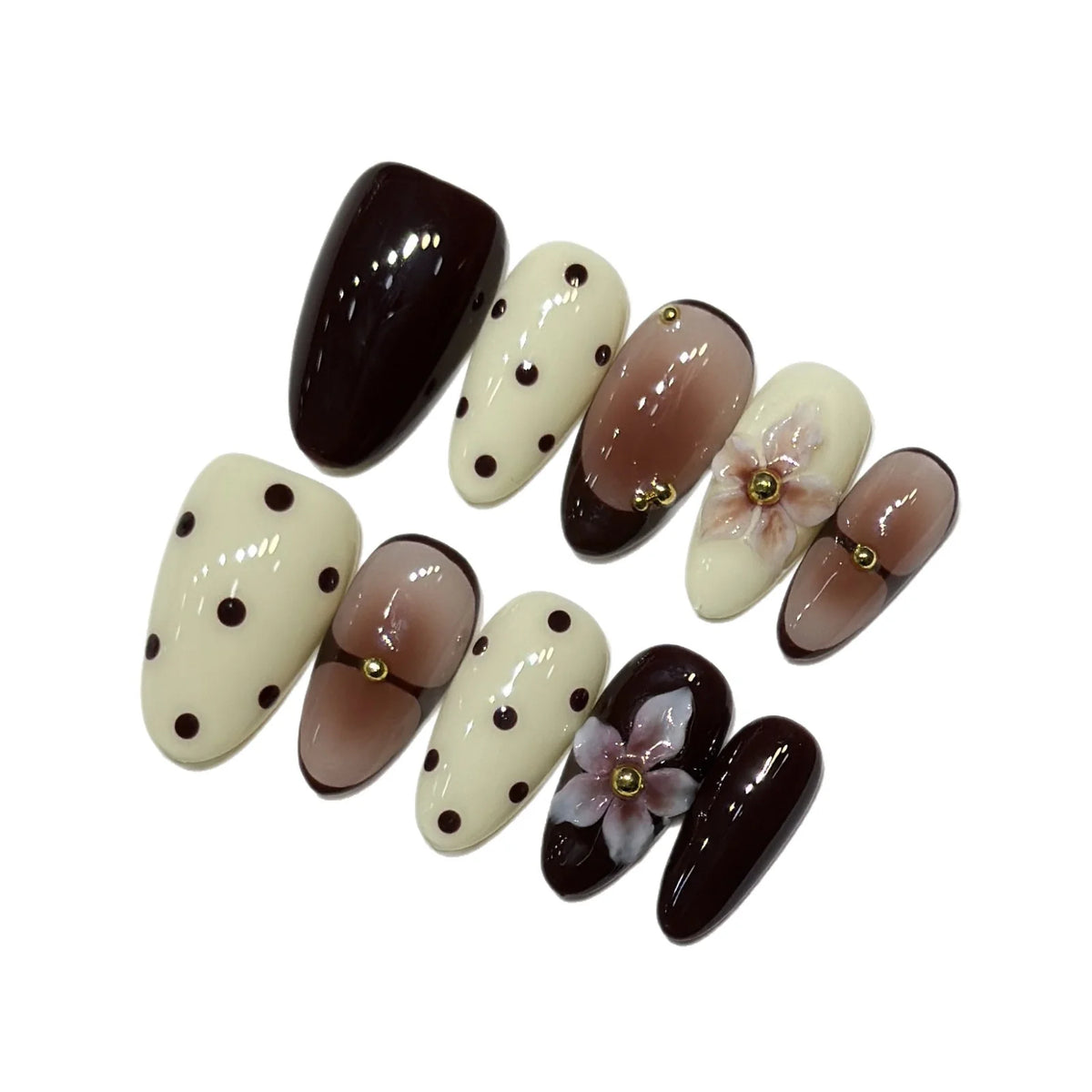 Press-On Nails Floral Pattern Strong Adhesive