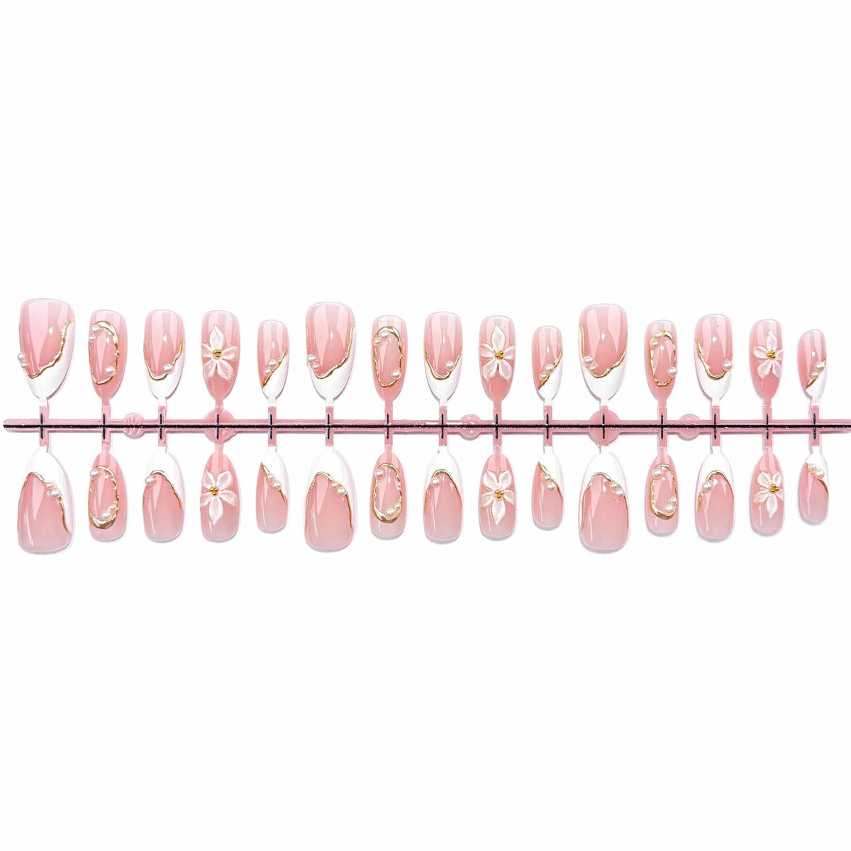 Press-On Nails Floral & Pearl Accents Peel-And-Stick