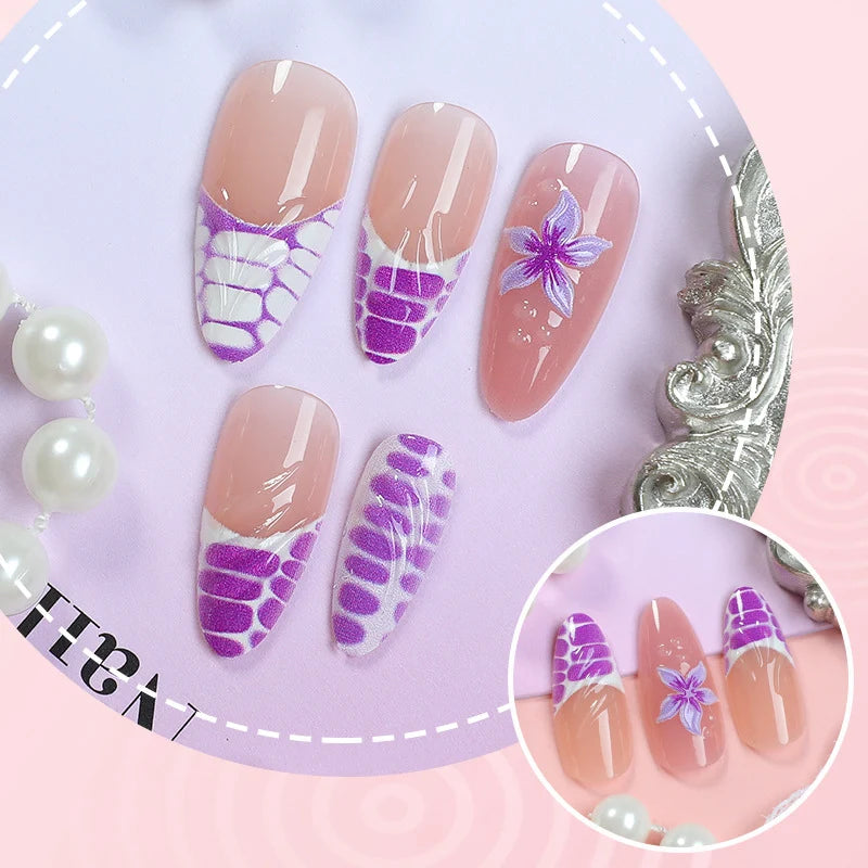 Press-On Nails Floral & Pearl Design Comfortable Fit