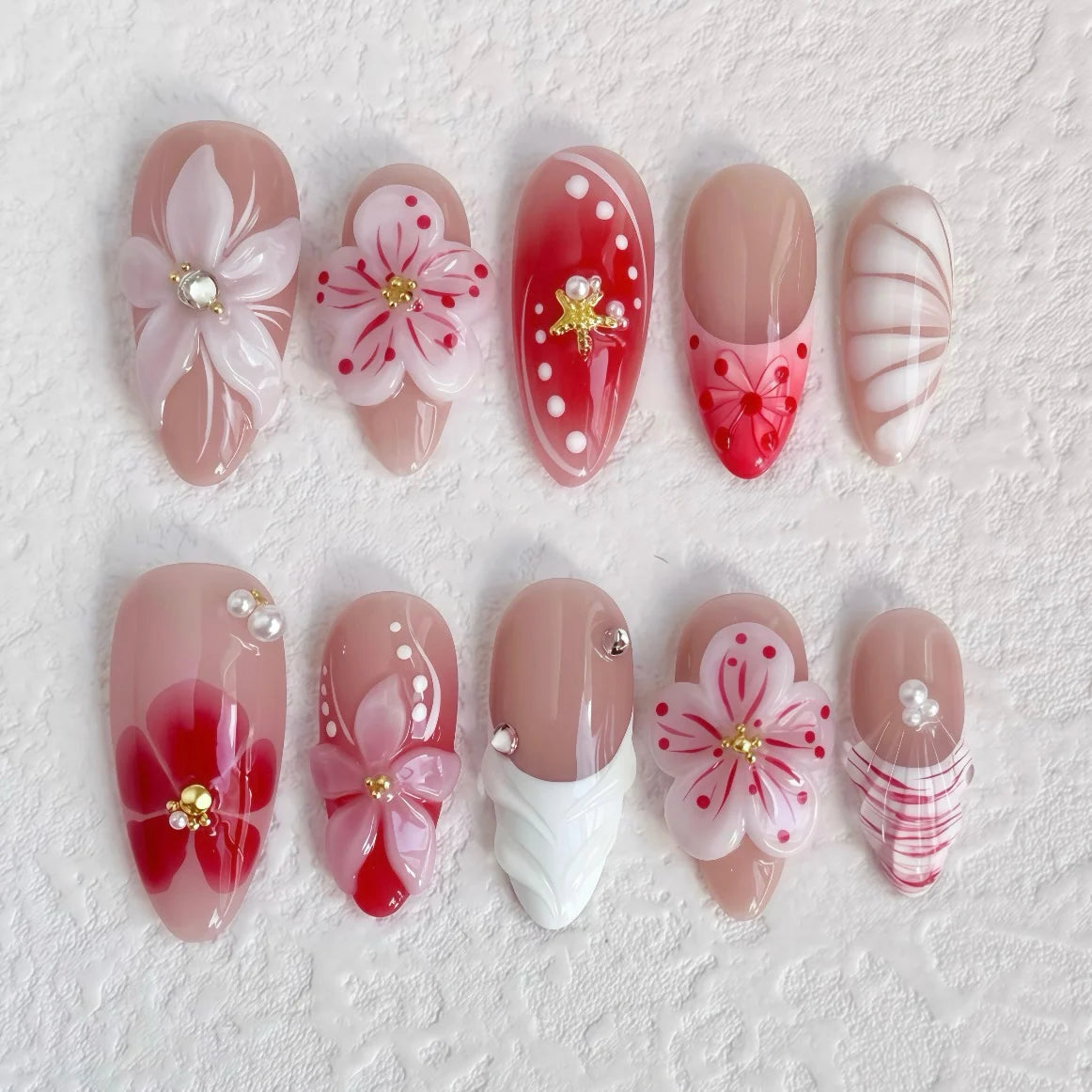 Press-On Nails Floral Peel-And-Stick & Long-Lasting