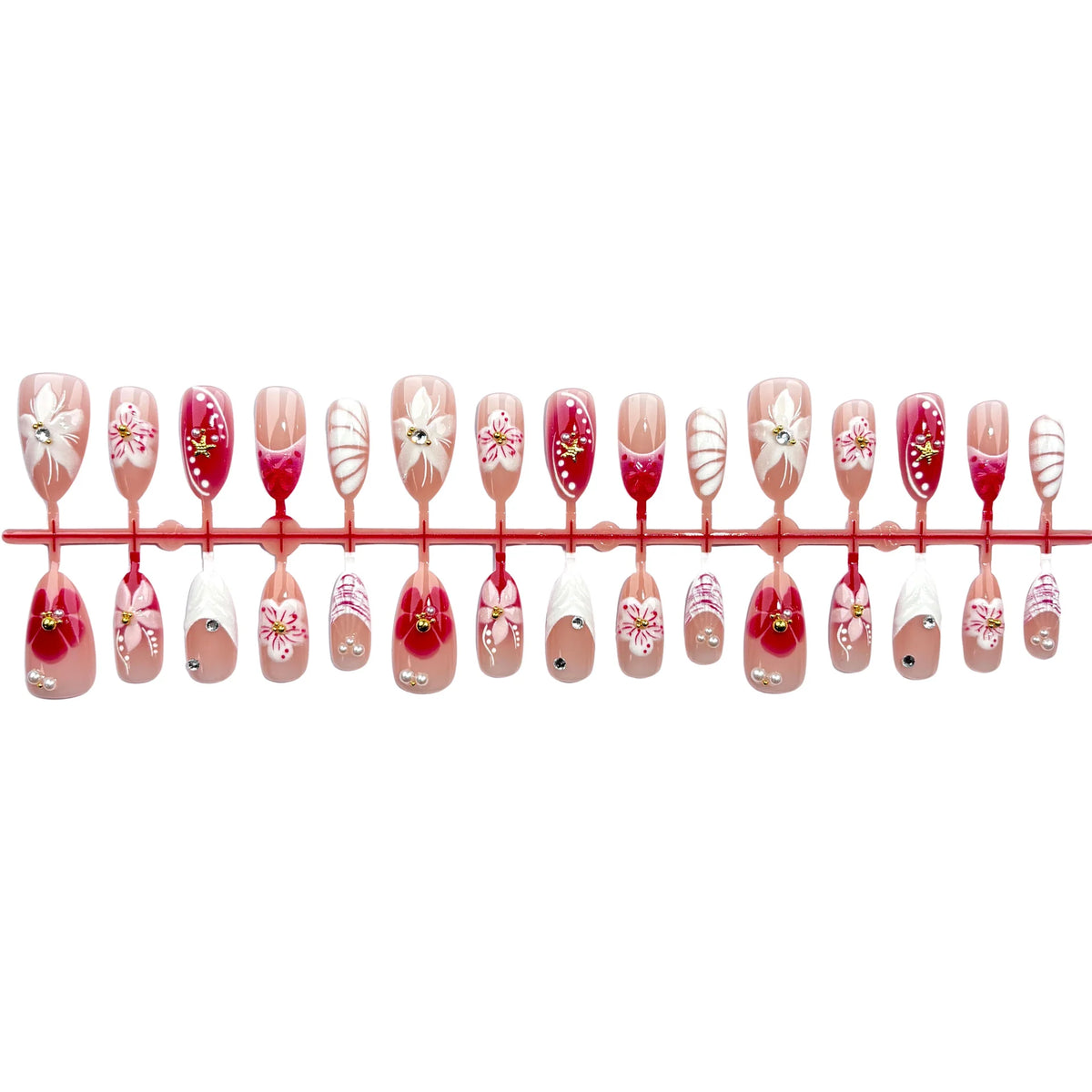 Press-On Nails Floral Peel-And-Stick & Long-Lasting