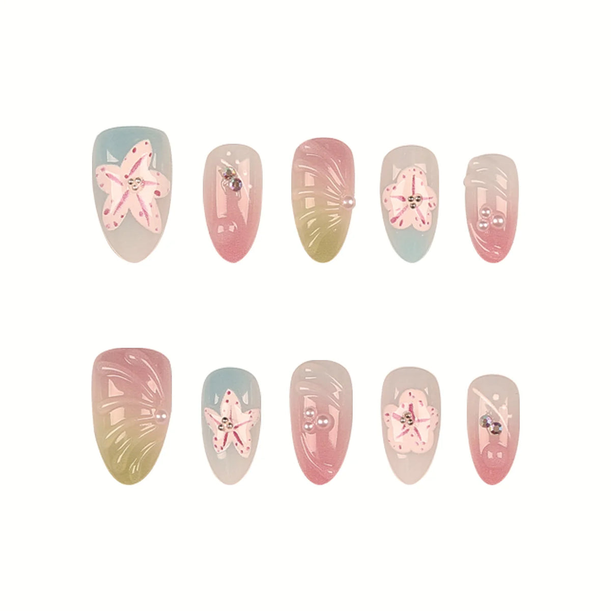 Press-On Nails Floral Peel-And-Stick & Reusable