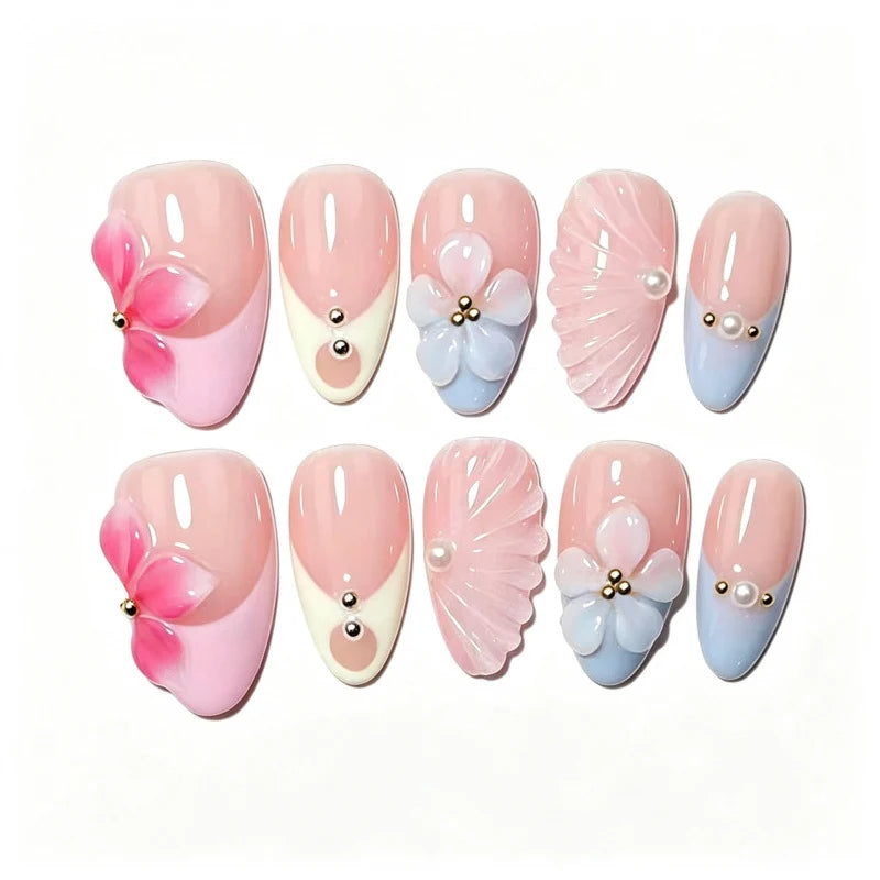 Press-On Nails Floral Peel-And-Stick Reusable