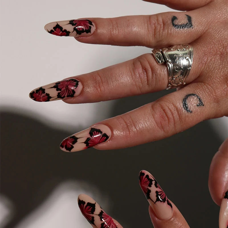 Press-On Nails Floral Peel & Stick Long-Lasting