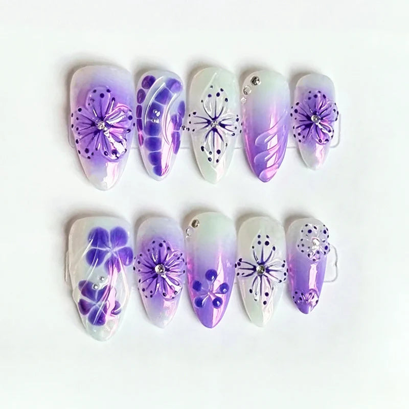 Press-On Nails Floral Peel & Stick Reusable