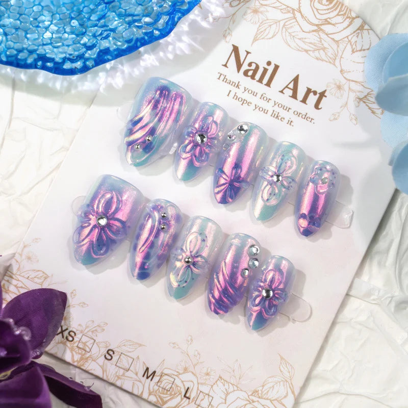 Press-On Nails Floral Peel & Stick Reusable
