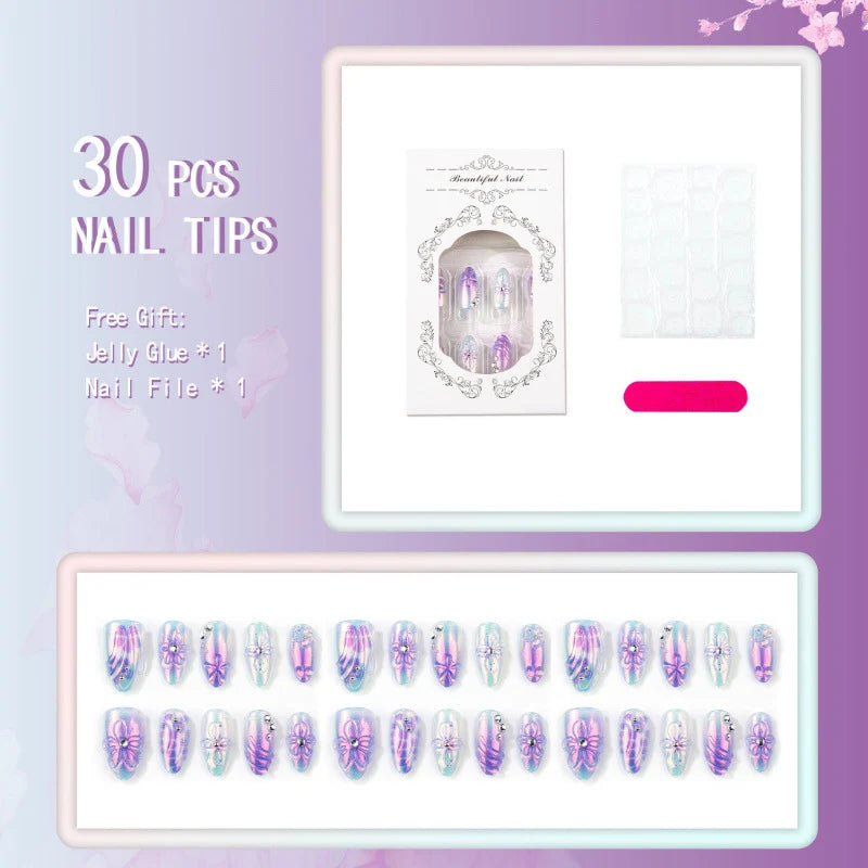 Press-On Nails Floral Peel & Stick Reusable