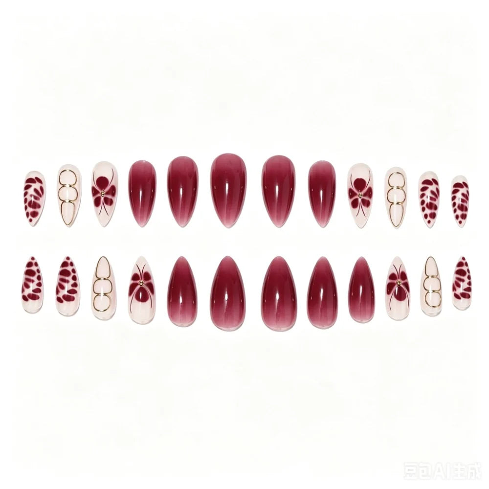 Press-On Nails Floral Peel & Stick Salon-Quality