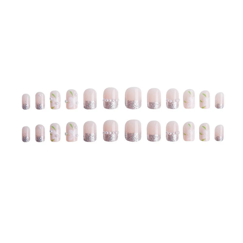 Press-On Nails Floral Pink No Adhesive