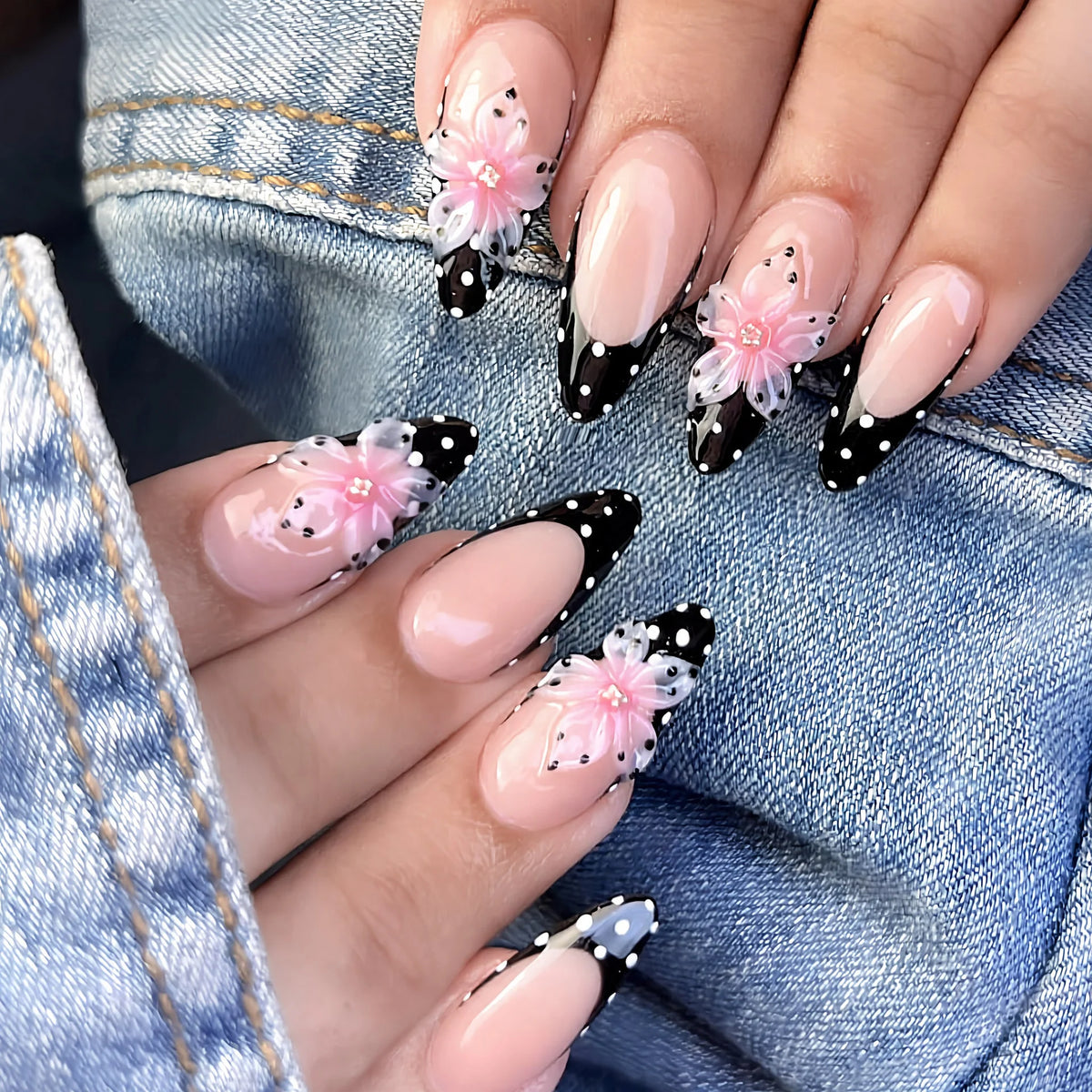 Press-On Nails Floral & Polka Dot Easy Application