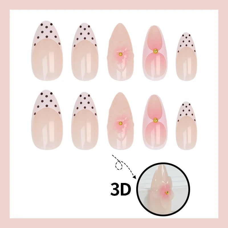 Press-On Nails Floral & Polka Dot Easy Apply