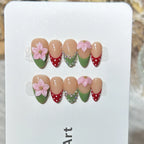 Press-On Nails Floral Pre-Applied Adhesive Long-Lasting