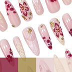 Press-On Nails Floral Pre-Applied Adhesive Set of 30