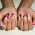Press-On Nails Floral Pre-Applied Adhesive Set of 30