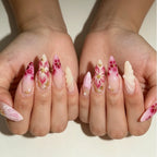 Press-On Nails Floral Pre-Applied Adhesive Set of 30