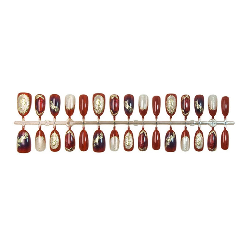 Press-On Nails Floral Print Quick Application & Custom Fit