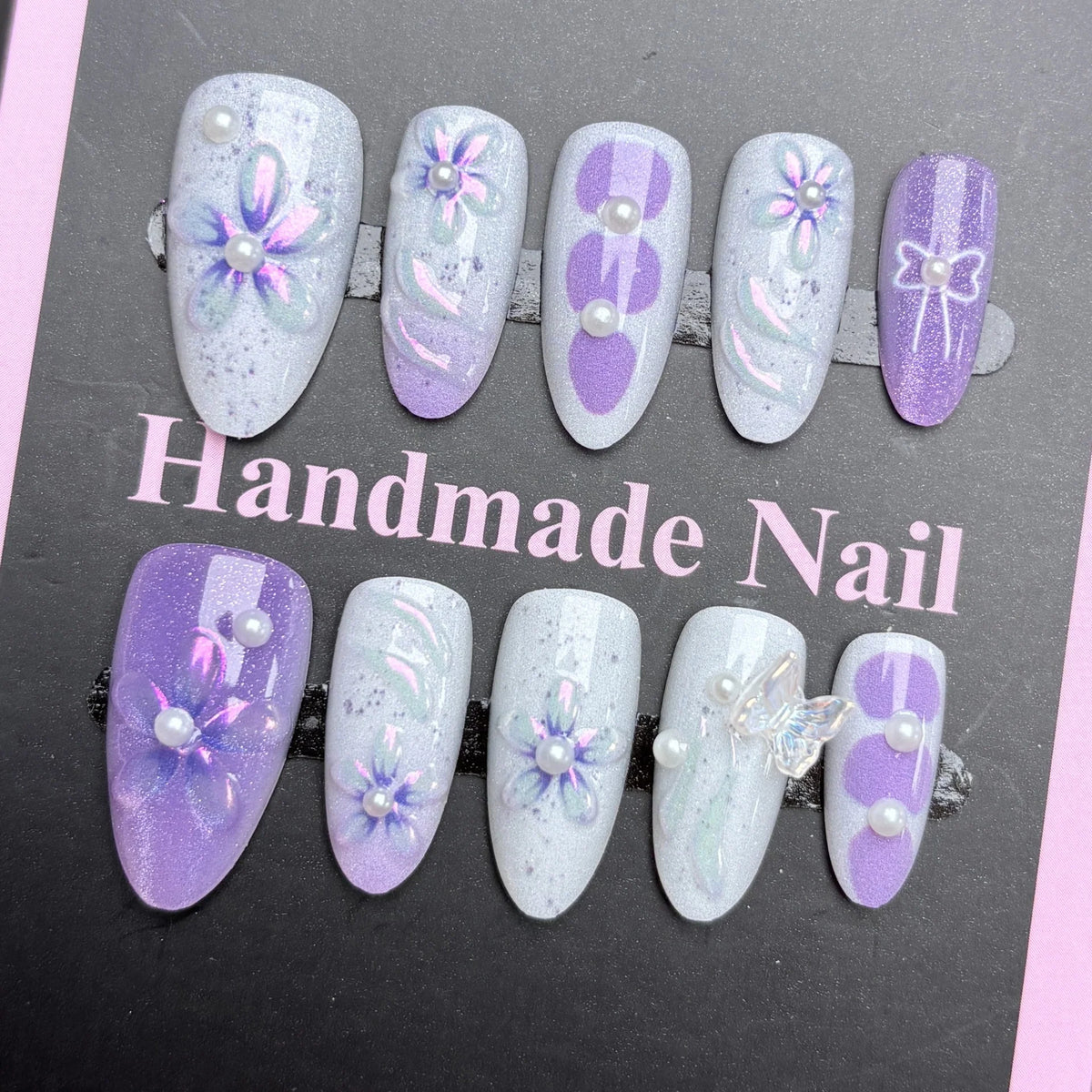 Press-On Nails Floral Reusable Adhesive Backing