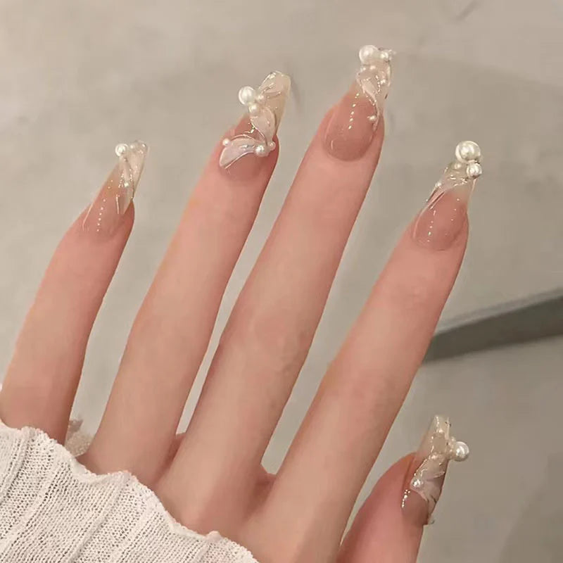 Press-On Nails Floral Reusable Comfortable Fit