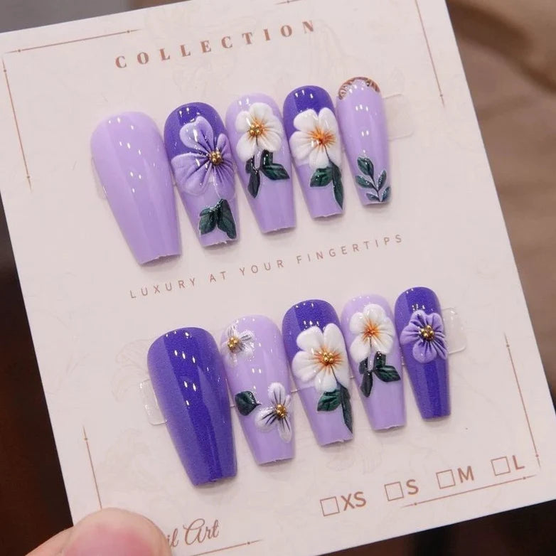 Press-On Nails Floral Reusable Set of 24