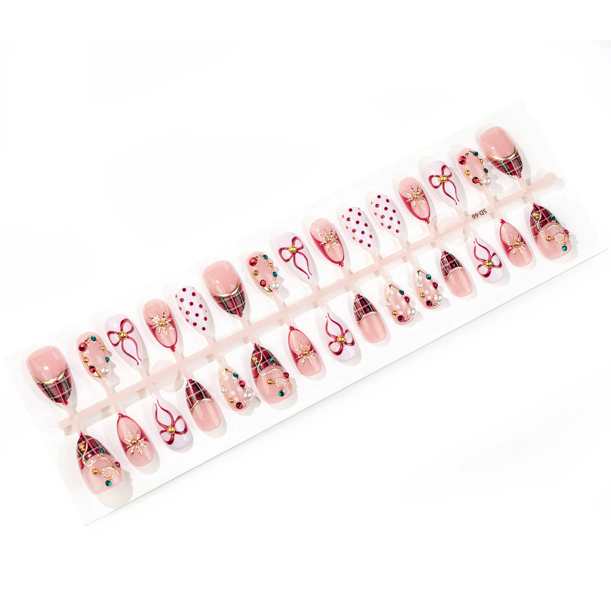 Press-On Nails Floral & Rhinestone 24-Piece