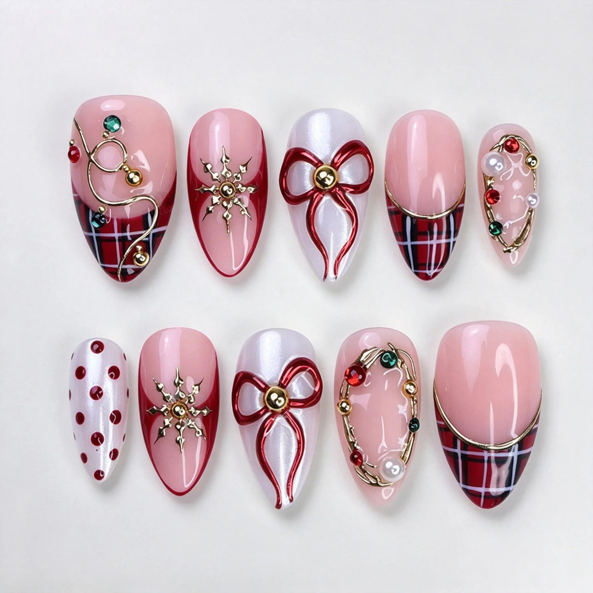 Press-On Nails Floral & Rhinestone 24-Piece