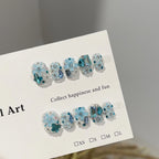 Press-On Nails Floral & Rhinestone Easy Application