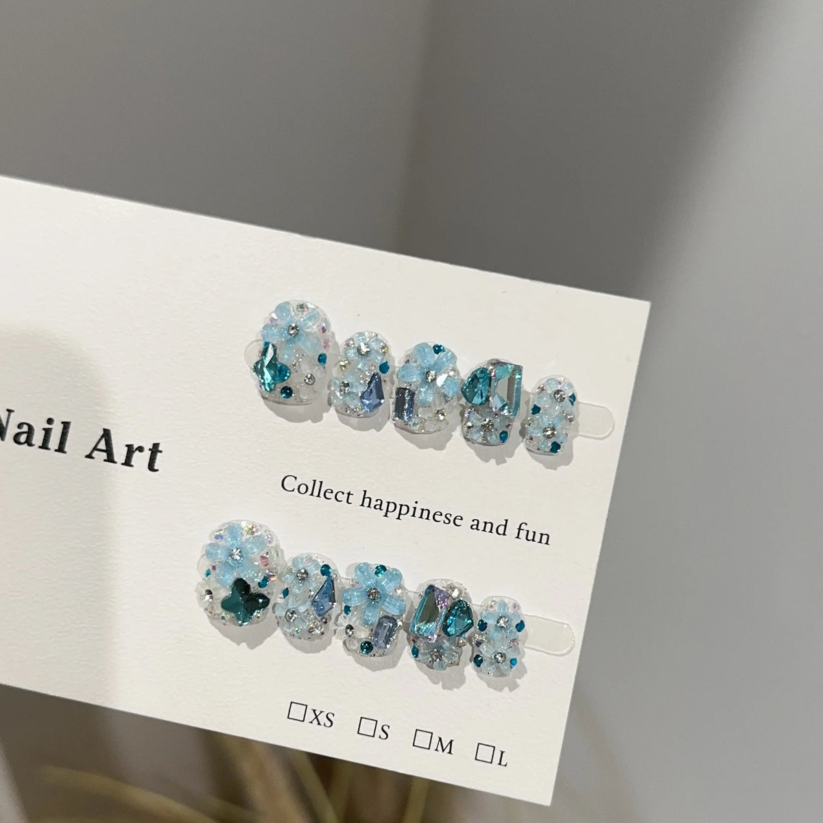 Press-On Nails Floral & Rhinestone Easy Application