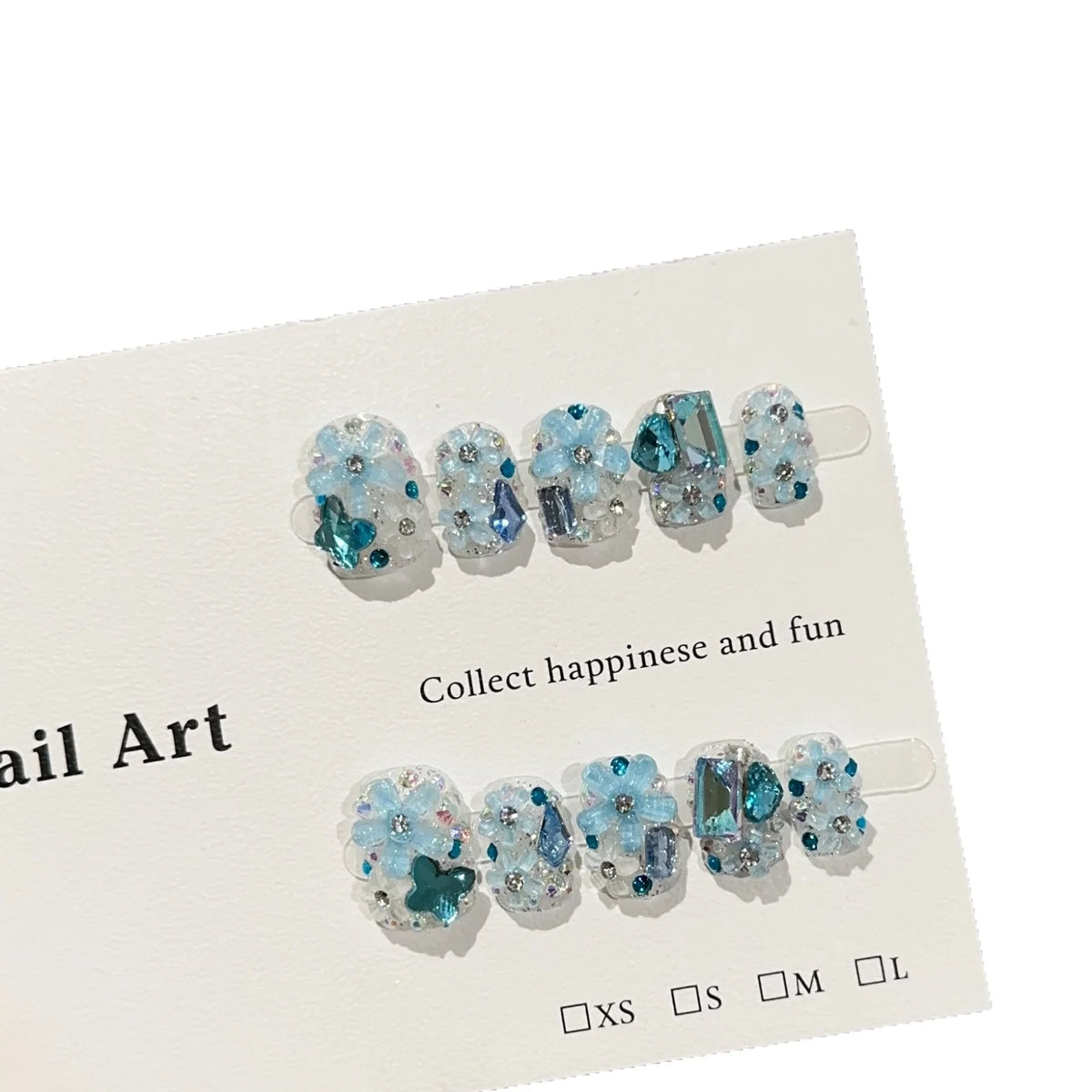 Press-On Nails Floral & Rhinestone Easy Application