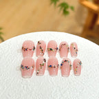 Press-On Nails Floral & Rhinestone Easy Apply