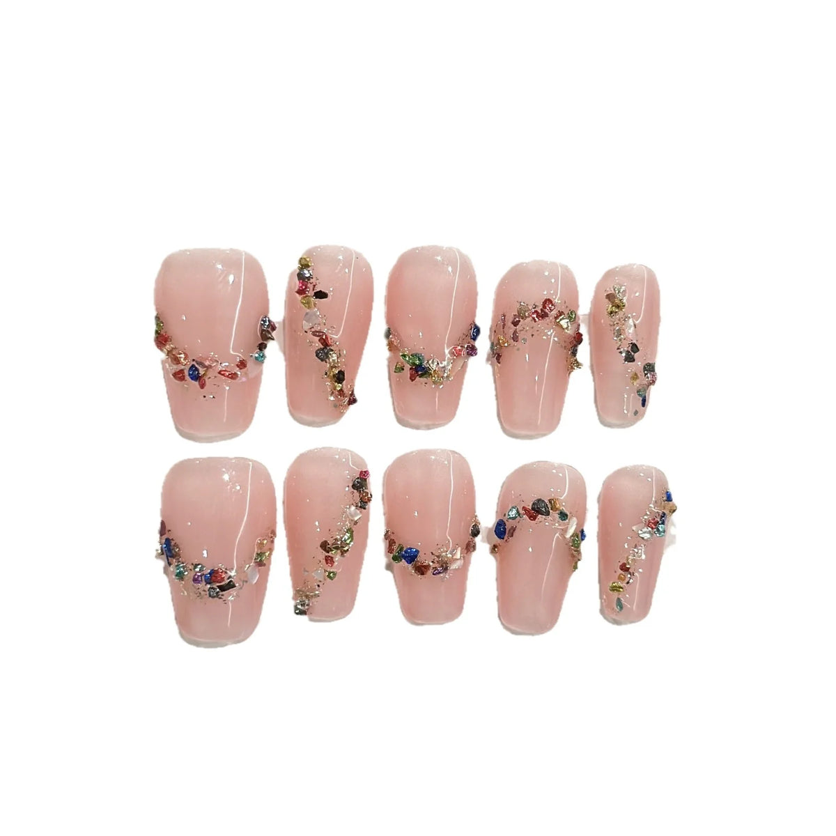 Press-On Nails Floral & Rhinestone Easy Apply