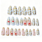 Press-On Nails Floral Rhinestone Reusable & Easy Application
