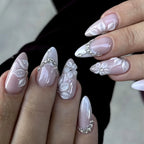 Press-On Nails Floral Sculpted Easy Application Comfortable Fit