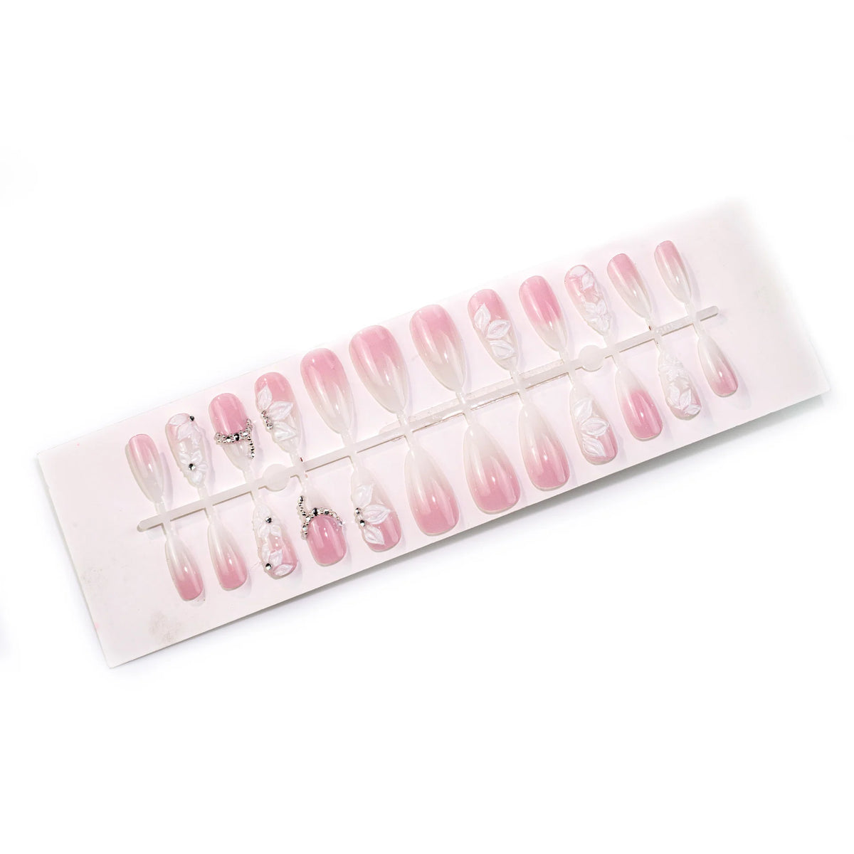 Press-On Nails Floral Sculpted Easy Application Comfortable Fit
