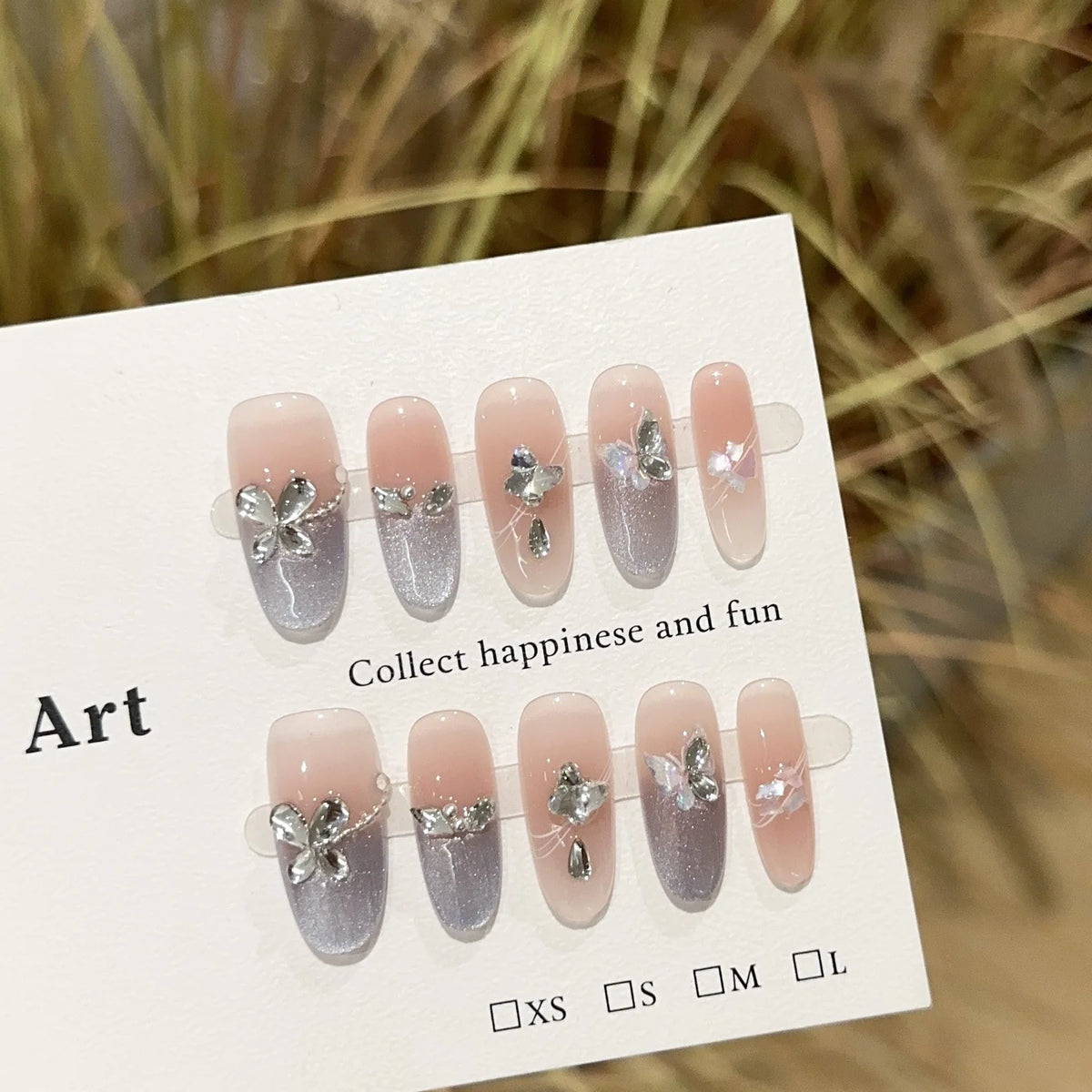 Press-On Nails Floral Shimmer Easy Application & Salon-Quality