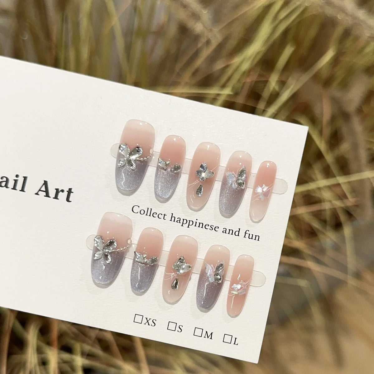 Press-On Nails Floral Shimmer Easy Application & Salon-Quality