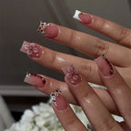 Press-On Nails Floral & Shiny Accents Reusable Comfortable Fit