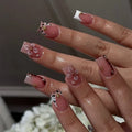 Press-On Nails Floral & Shiny Accents Reusable Comfortable Fit