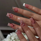 Press-On Nails Floral & Shiny Accents Reusable Comfortable Fit
