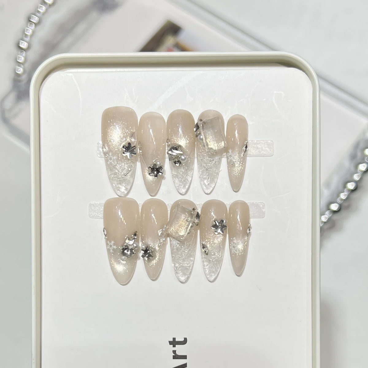 Press-On Nails Floral & Sparkle Easy Application