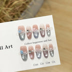 Press-On Nails Floral Sparkle Self-Adhesive & Long-Lasting