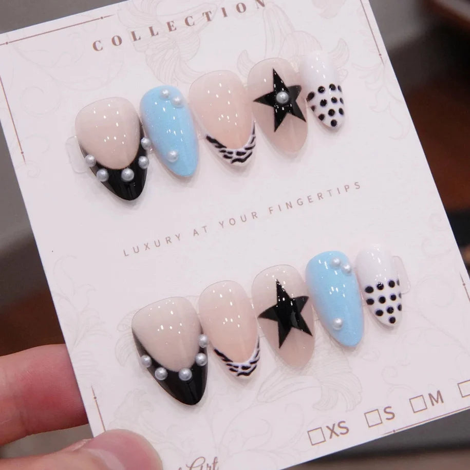 Press-On Nails Floral & Star Designs 24-Piece