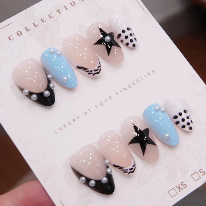 Press-On Nails Floral & Star Designs 24-Piece