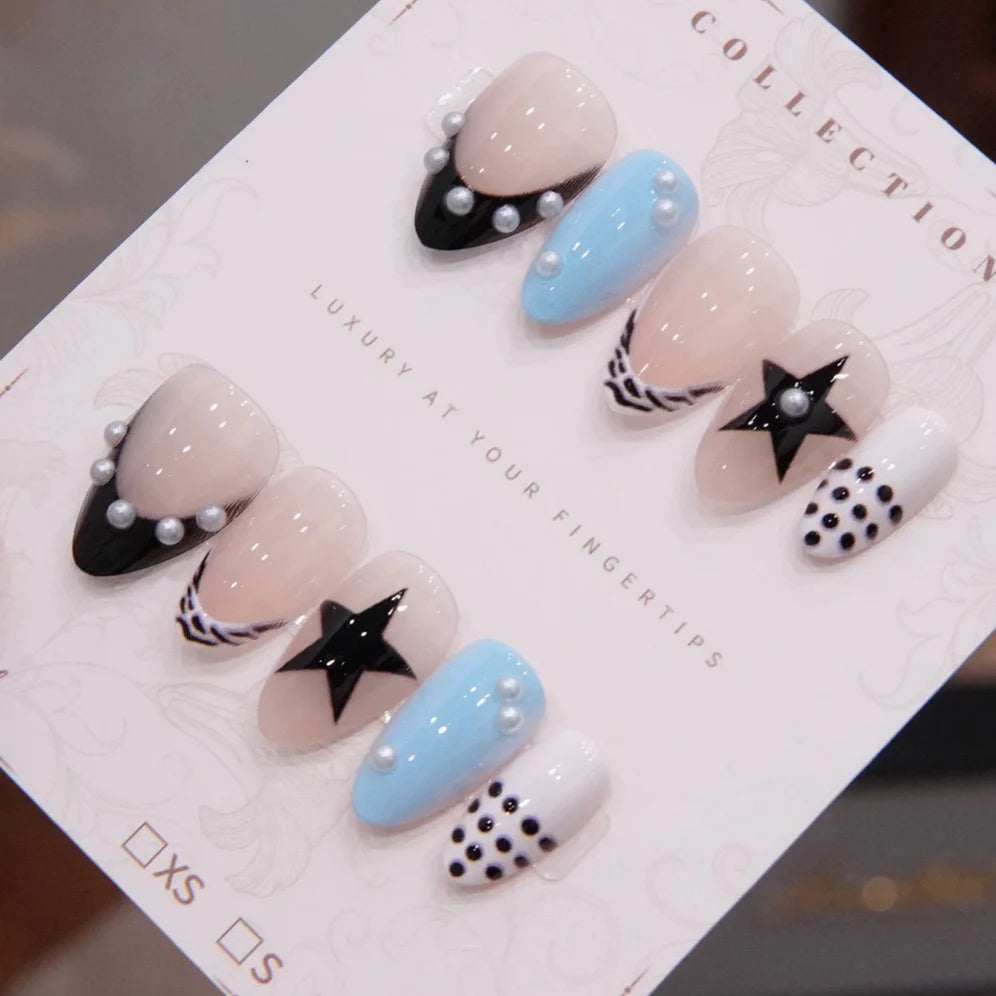 Press-On Nails Floral & Star Designs 24-Piece
