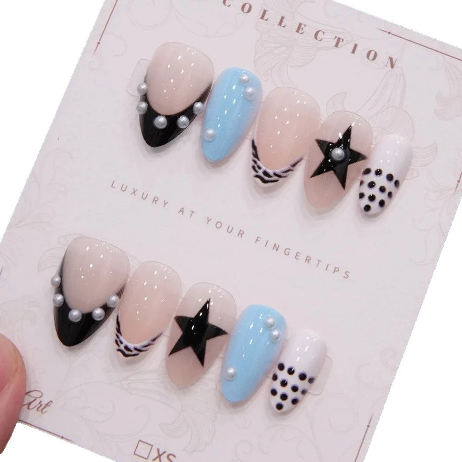 Press-On Nails Floral & Star Designs 24-Piece