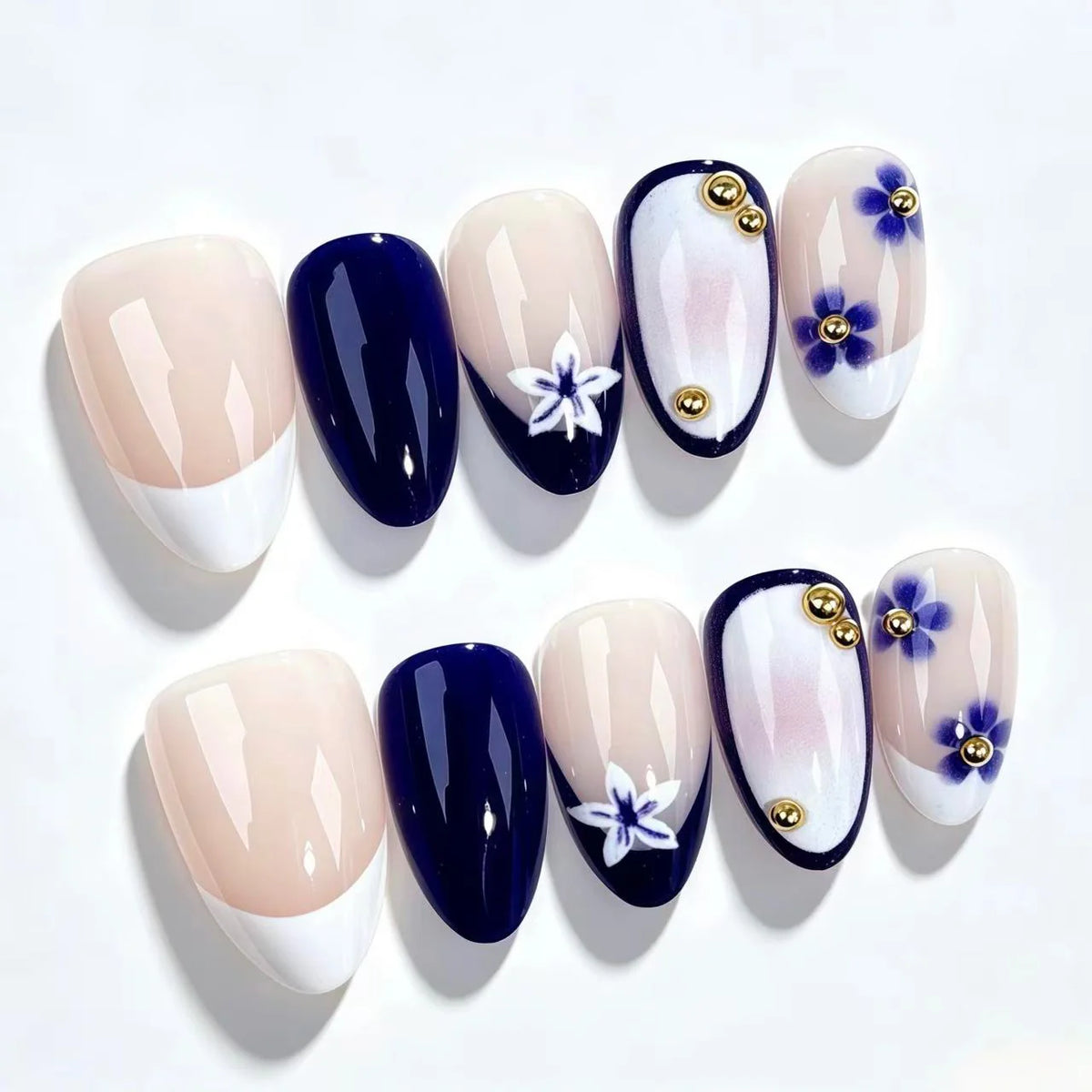 Press-On Nails Floral & Star Embellished Multiple Sizes