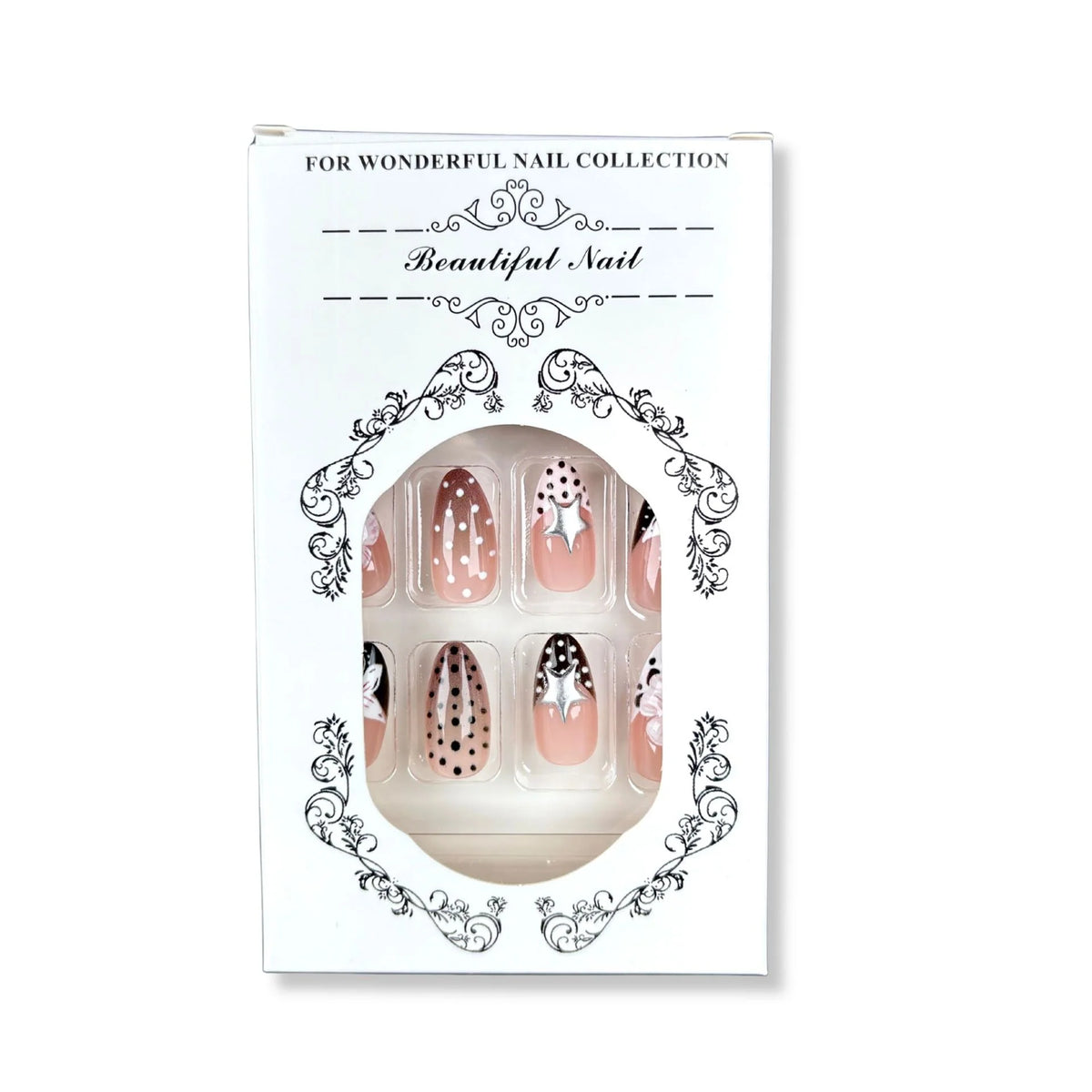 Press-On Nails Floral & Star Self-Adhesive Reusable