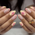 Press-On Nails Floral Stiletto Adhesive Strips Included Reusable