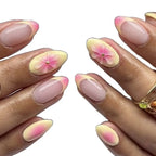 Press-On Nails Floral Stiletto Adhesive Strips Included Reusable